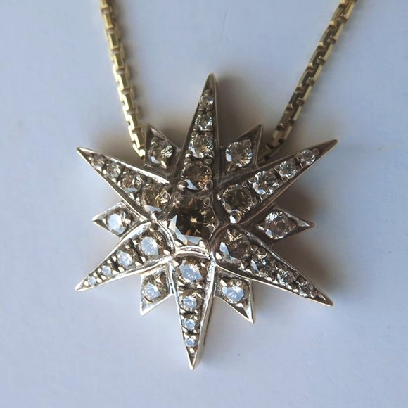 H. Stern 18K Gold Diamond Star Pendant With Yellow Gold Chain Necklace - Picture 6 of 16